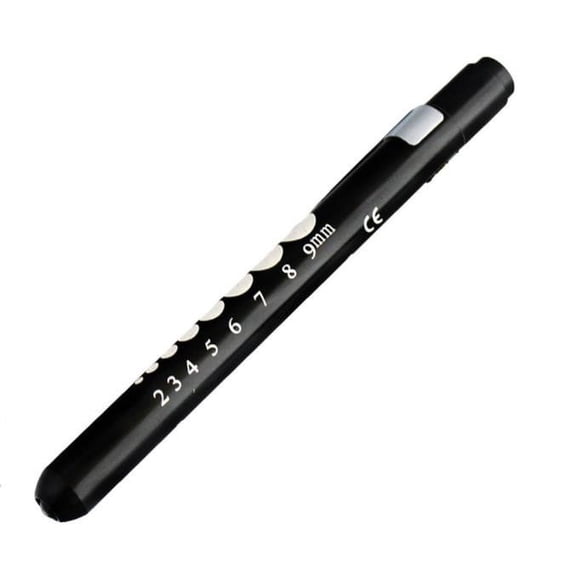Led Pen Ligh Pocket Flashlight Torch With Pupil Gauge Portable First Aid Penlight For Outdoor Sport(Black-One Size)