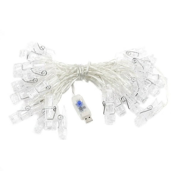 Led Photo Clips String Lights With Built-In Leds For Hanging Pictures Cards Artwork Indoor Outdoor, Portable And Lightweight Decoration With Warm Glow, Perfect For Parties