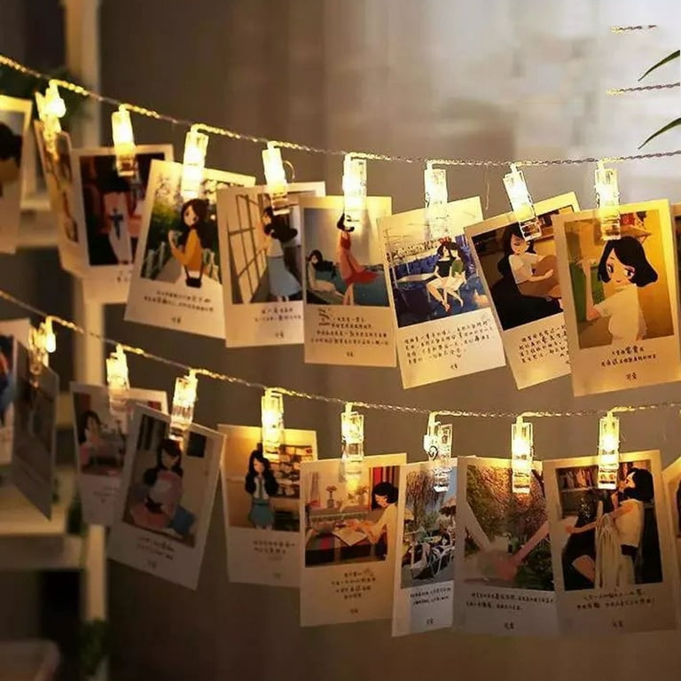 LED Photo Clips String Lights (warm White) for Hanging Pictures, Cards, Artwork, Indoor Outdoor