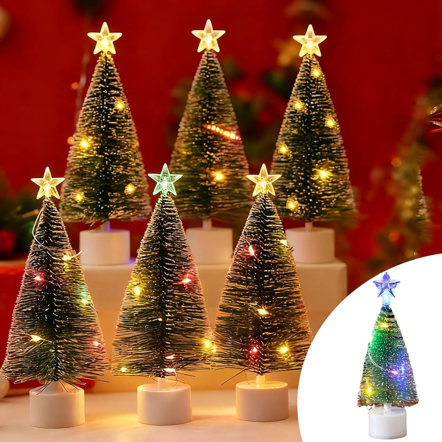 Led Pine Needle Christmas Tree with Star, Mini Led Christmas Tree ...