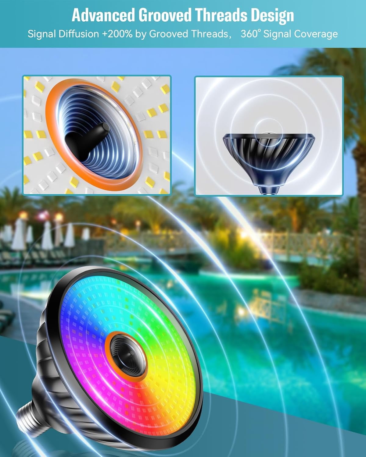Led Pool Replacement Bulbs LED Pool Lights for Inground Pools, 120V 70W RGB Color Changing Light ...