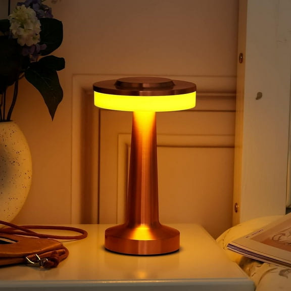 Led Portable Metal Table Lamp with Touch Sensor 3 Color Stepless Dimming Nightstand Desk Lamp Rechargeable Battery up to 15 Hours Cordless Lamp Table Wireless Lamp for Kids