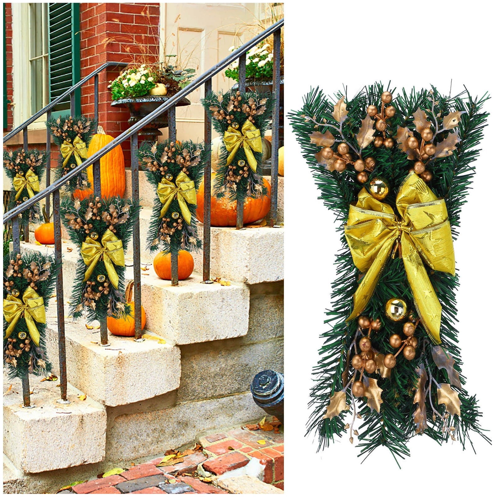 Wraeth Stairs Led Up Prelit Stairway Wreath Lights Decoration Decoration Christmas ...