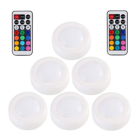 Led Puck Lights with Remote Control | 16 Color Changing Night Light for Cabinets & Reading | Battery Powered Led Accent Light