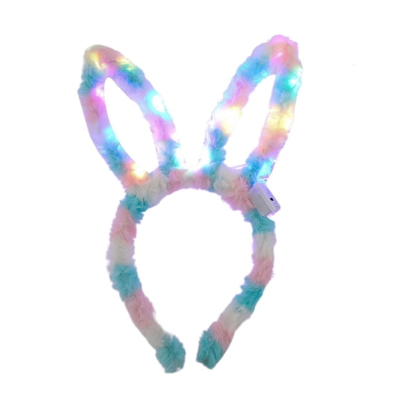 Led Rabbit Hair Hoop Light Up Headwear Glowing Rabbit Ear Headband For Women Girl Headwear Plush HairBands