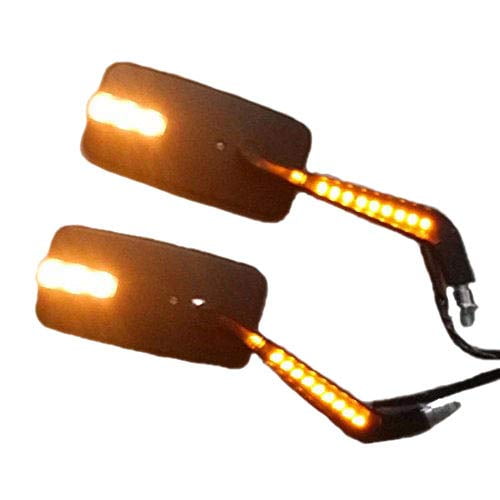 Led Rectangle M10 10mm Motorcycle Side Rearview Mirror for Honda Kawasaki Suzuki Yamaha Cruiser Chopper Bobber Custom