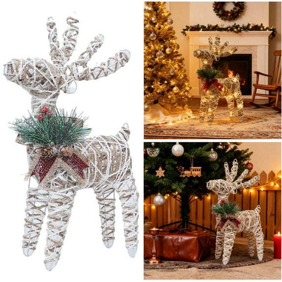 Led Reindeer Figurine Verdsylv Led Light-Up Reindeer Figurine, Battery-Operated Warm White Deer for Tabletop, Christmas Village, Shelf, Yard, and Winter Window Display, Light up Deer Decor, A