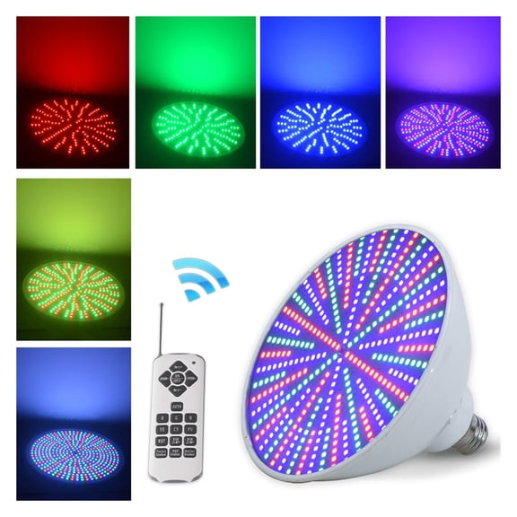 Led Replacement Light Source PAR56 Underwater Lamp Swimming Pool Lamp Wide Voltage 18 Key Remote Control Colorful Lamp 120V-35W ,High Efficiency