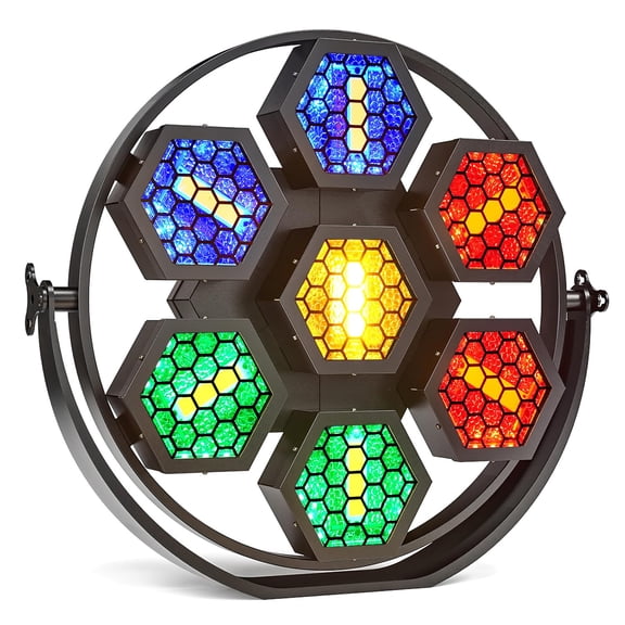 Led Retro Stage Light With Background Effect, 7 X 30W RGB DJ Lights Wash Light, DMX Control & Sound Activated Control Washer Light Party Light For Indoor Disco Church Birthday Bar