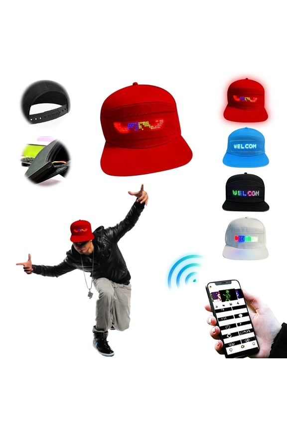 Led Rolling Display Hat, LED Hat Cap, Led Smart Hat, Rolling LED Display Hat, DIY Detachable Baseball Cap
