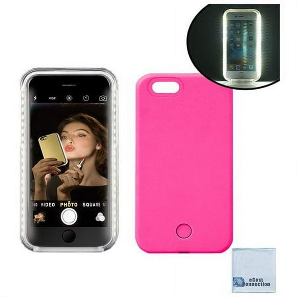 Led Selfie Pink Case for iPhone 6 and 6s + eCostConnection Microfiber cloth