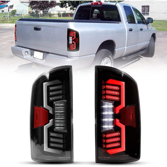 Led Sequential Tail Lights for 2002-2006 Dodge Ram 1500 pickup and 2003-2006 Dodge Ram 2500/3500,Full Led Ram Tail Lights Assembly w/Sequential Turn Signals Passenger and Driver Sides-Clear Lens