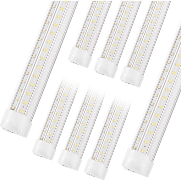 Led Shop Lights,4FT LED Light 50W 6500K 7000LM Led Daylight,Garage Light Linkable Clear Cover Integrated V-Shape for Garage Warehouse Workbench Workshop(8-Pack)