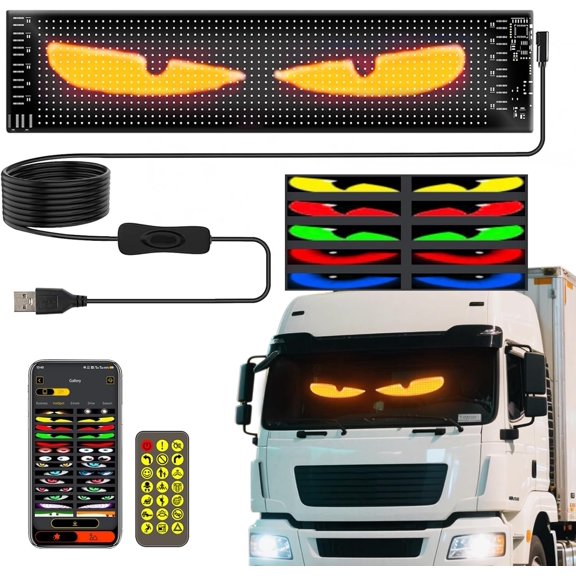 Led Sign for Windshield, Programmable LED Scrolling Flexible Screen Digital Display, APP Control, Advertising LED Sign with Remote, DIY Animation (Black,35.35"x7.56")
