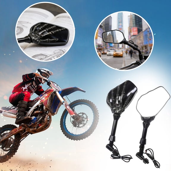 Led Skeleton Hand Claw Side Rearview Mirror With Turn Signal, Motorcycle Rearview Mirror, 11.1 Inches, One Pair.