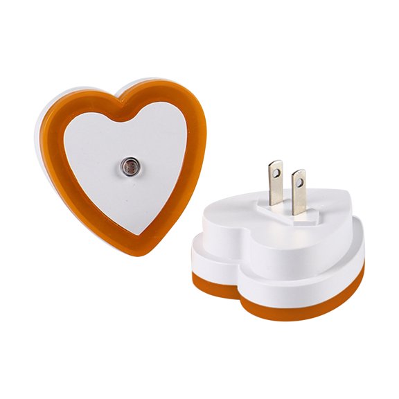 Led Smart Light Control Sensor Night Light, Heart-Shaped Yellow Us Plug, Ideal For Bedroom Hallway Kids Room - 1Pc