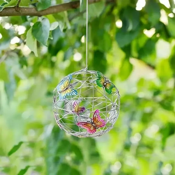 Led Solar Butterfly Hanging Tree Light Spherical Outdoor Courtyard Garden Decorative Light Spring Outdoor Decorative Solar Light