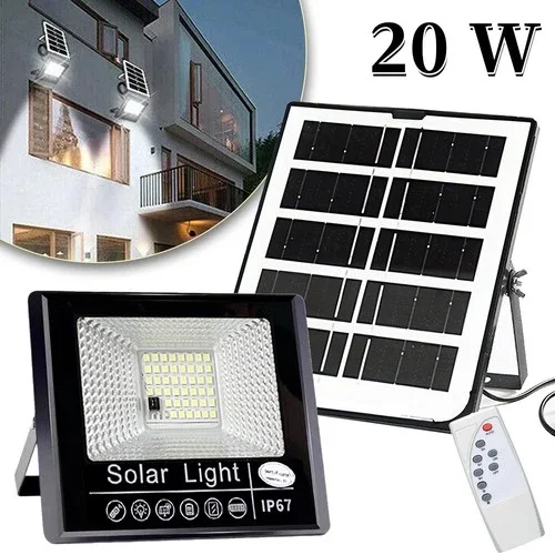 Led Solar Flood Light Security Spot Wall Yard Garden Outdoor Street Lamp Remote