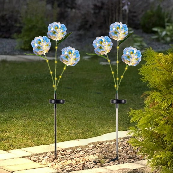 Led Solar Lights Outdoor Waterproof | 3-Head Garden Stake Lights with Auto On/Off | 27.56 Inch Plastic Pathway Decor for Yard & Patio