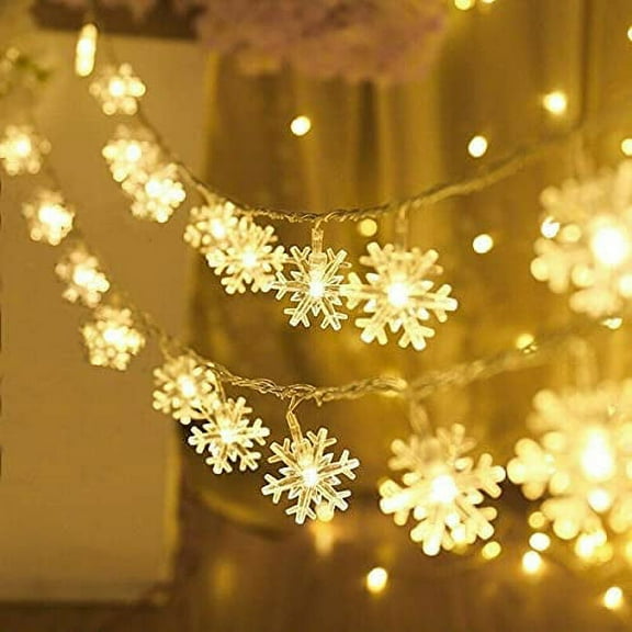 Led String Lights Snowflake Christmas Tree Xmas Party Battery Powered Fairy Light Decor (Warm White, 1.5M 10Leds)