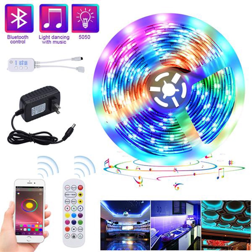 Led Strip Lights 16.4ft Waterproof Flexible Tape Lights Color Changing 5050 RGB with 24 Keys IR Remote Controller and 12V Power Supply for Home, Bedroom, Kitchen