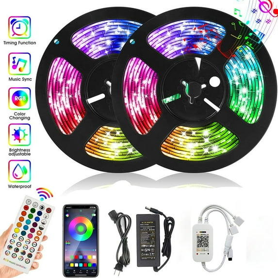 Led Strip Lights, 32.8ft Led Light Strip 600LEDs Waterproof Strip Lights Colorful Self-Sticking LED Strips Kit with 44 Key,Suitable for Bar Home Decoration