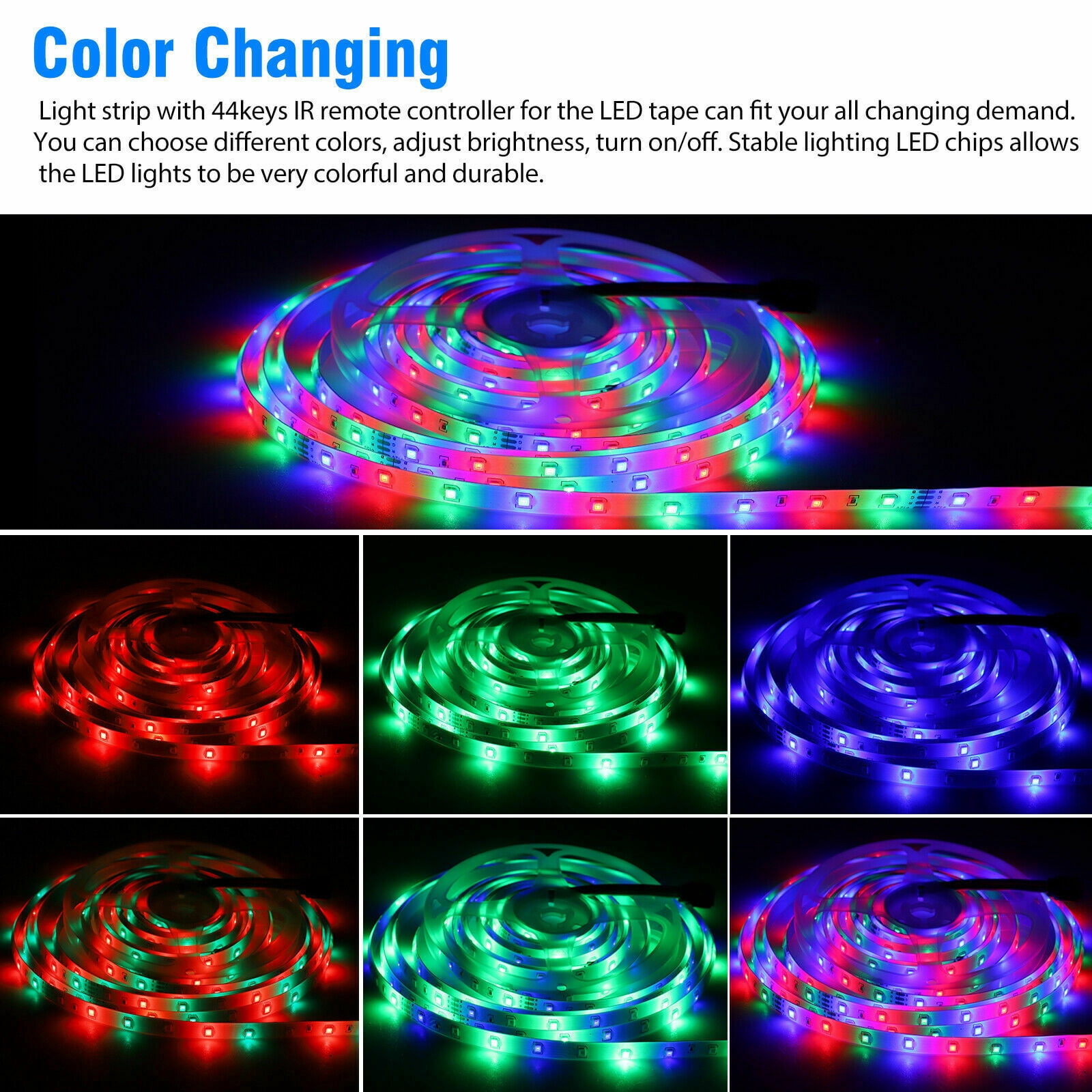 Led Strip Lights 32.8ft RGB Led Room Lights Led Tape Lights Color ...