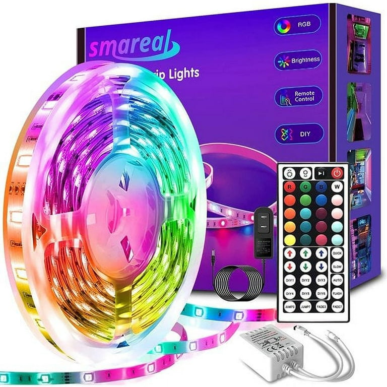 Led Strip Lights 32.8ft, smareal LED Lights with 44 Key IR Remote, Color  Changing Led Light Strips, LED Lights for Bedroom, Home Decoration 