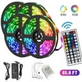 thumbnail image 1 of Led Strip Lights Kit,65.6ft Waterproof Flexible Tape Light,Color Changing 3528 RGB 600 LEDs Light Strip Rope Lights with Timing Function,for Party,Bedroom,Bar,Home Decoration,with IR Remote, 1 of 8