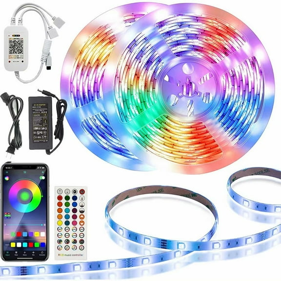Led Strip Lights Works with Alexa,32.8FT Waterproof Smart Bluetooth Music Rope Lights Controller with Remote,Multicolor