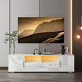 thumbnail image 1 of Led TV Stand 63 Inch, TV Console Cabinet Table W/LED Lights, Modern Entertainment Center for TV 30-70 Inch, White Large Storage TV Table, 1 of 16