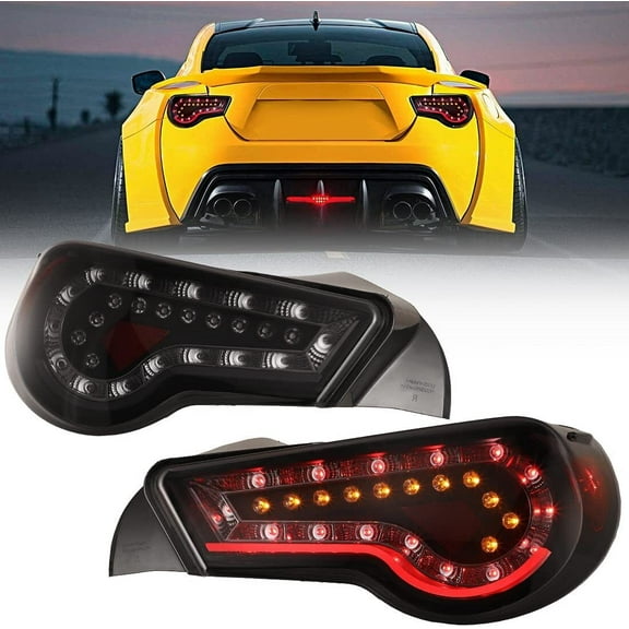 Led Tail Lights Assembly for 2013-2016 Scion FR-S and 2017-2020 Toyota 86 and 2013-2020 Subuaru BRZ w/Led Turn Signal Rear lights Passenger & Driver Side(Smoked)