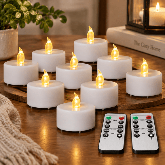 Led Remont Led Tea Lightless Candles With Remote Control Flickering Tealight Long ...