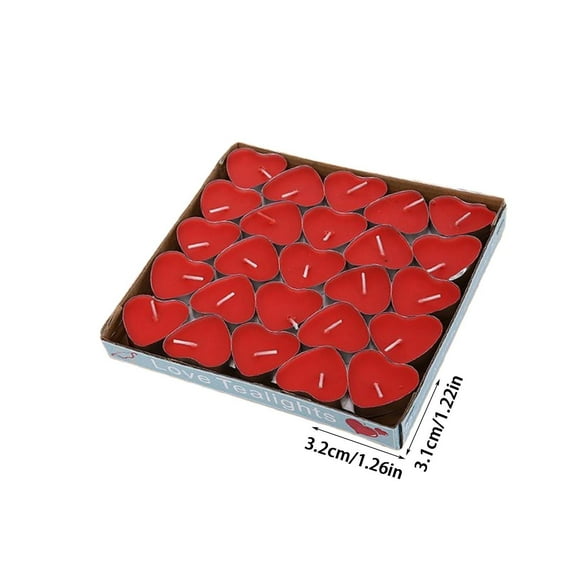 Led Tea Lights 50-Pack Heart Tea Lights Flameless Romantic Candle for Wedding Birthday Dinner Table Decorations (3.2cm Unscented) Heart Candles Bulk