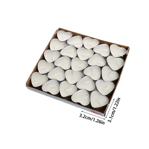 Led Tea Lights 50-Pack Heart Tea Lights Flameless Romantic Candle for Wedding Birthday Dinner Table Decorations (3.2cm Unscented) Heart Candles Bulk