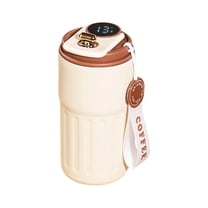 Led Temperature Display Coffee Mug, Stainless Steel Insulated Thermal Cup, 12Oz Leak-Proof & Portable With Carabiner Clip For Office Travel Daily Use