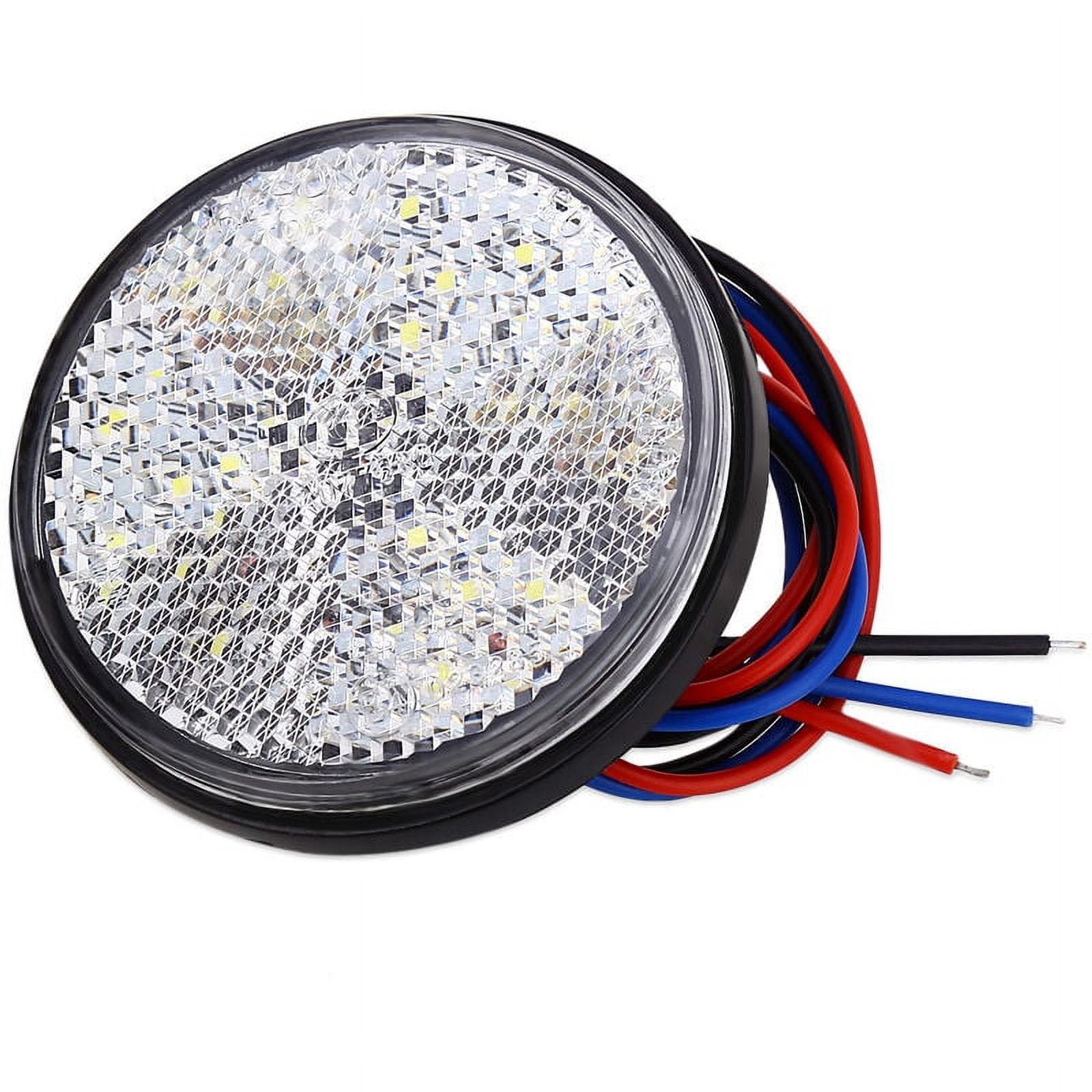 Led Trailer Lights, 12V Trailer Tail Light 2Pcs Trailer Car Brake Light Round Reflector Led Clearance Light Led For Automotive Motorcycle Truck (White, 2Pcs)