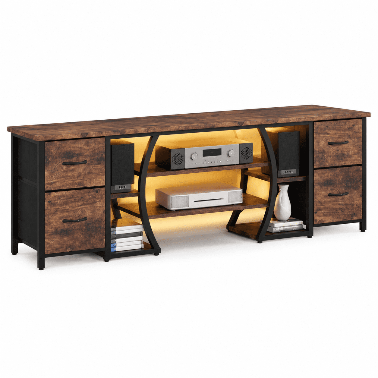 Led Tv Stand For 65 70 80 Inch 71 Industrial Entertainment Center With ...