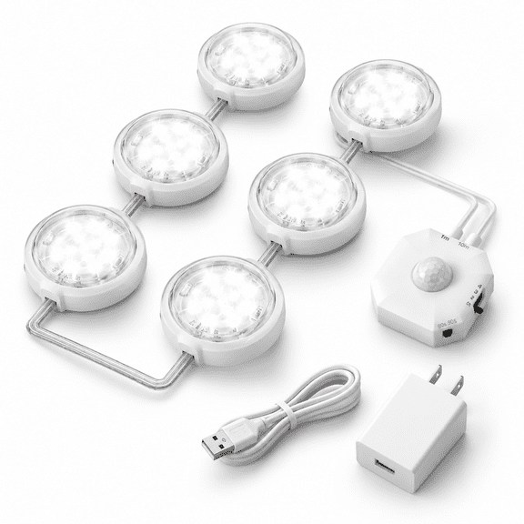 Led Under Cabinet Light Motion Sensor 6-pucks 3-color Auto-off Counter Warm White Night Lights For Kitchen Bedroom Home Office St