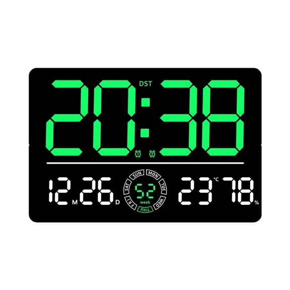 Led Wall Clock Digital Large Screen Temperature Date Display Room Alarm Clock