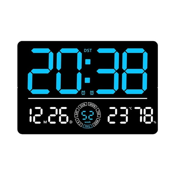 Led Wall Clock Digital Large Screen Temperature Date Display Room Alarm Clock