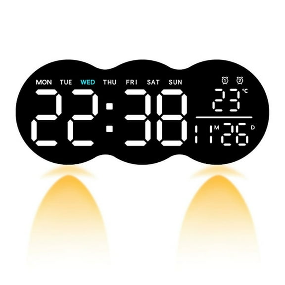 Led Wall Clock With Colorful Lights Temperature Display And Remote Access