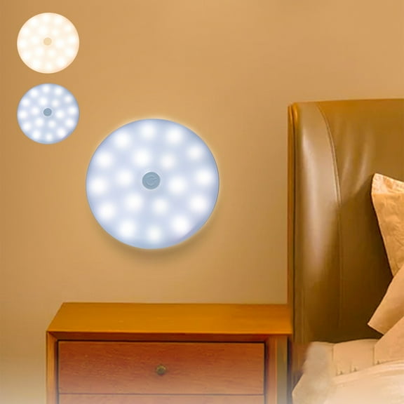 Led Wall Light, Circular Bedside Lamp with 360° Ring Soft Light, Adhesive Backing for Easy Llation, Battery Powered for Bedroom, Hallway, and Home Use,Vsgery