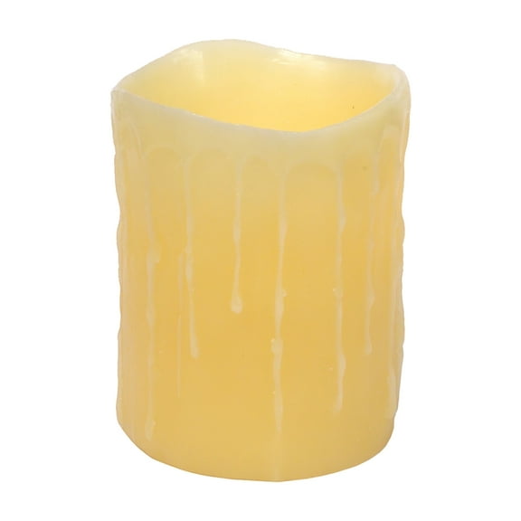 Led Wax Dripping Pillar Candle (Set Of 3) 4"D X 5"H Wax, Plastic - 2 D Batteries Not Incld.