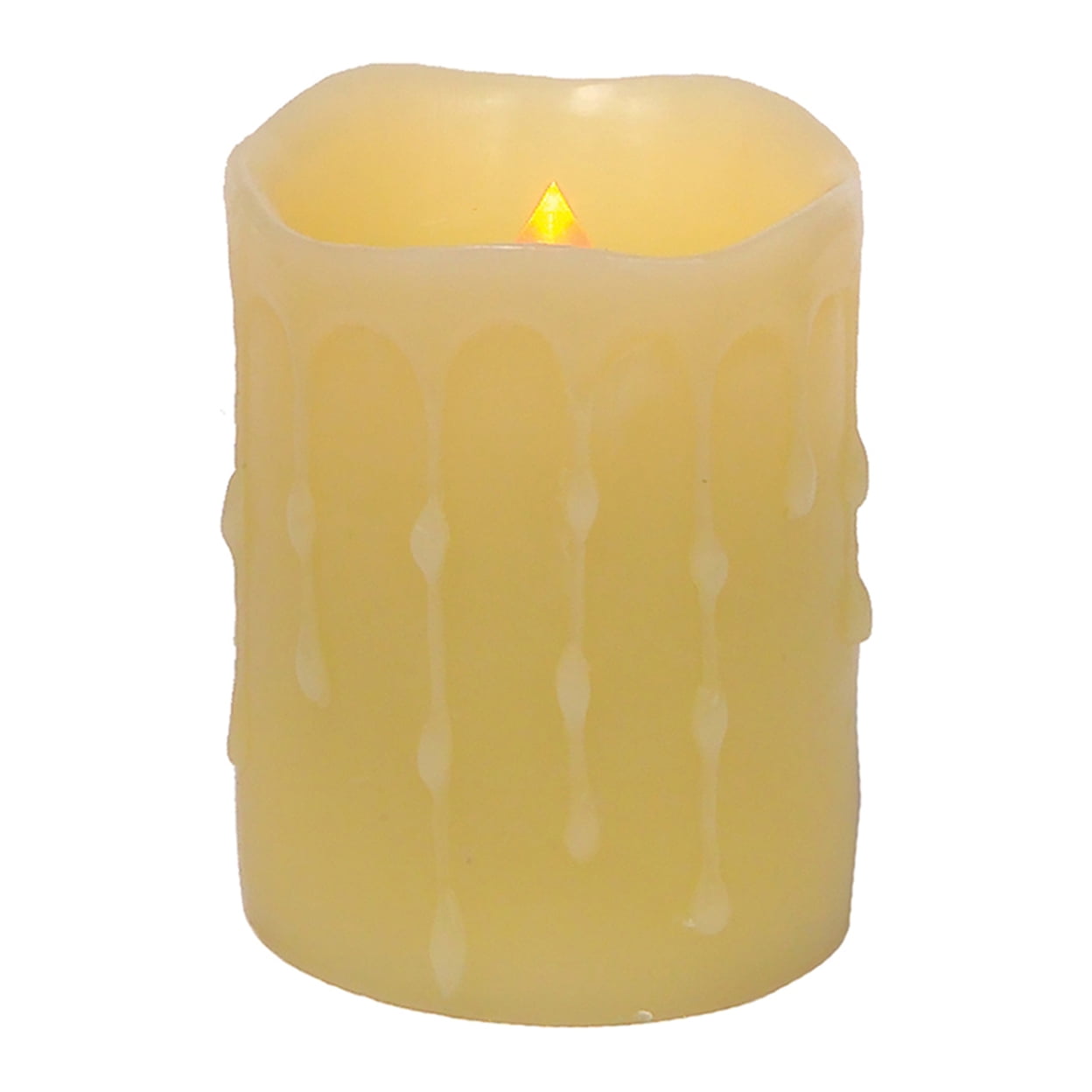 Led Wax Dripping Pillar Candle (Set Of 4) 3"D X 4"H Wax, Plastic 2 C