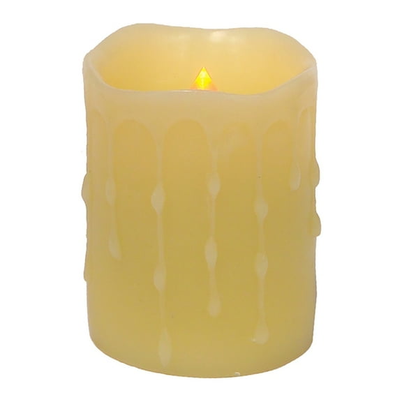 Led Wax Dripping Pillar Candle (Set Of 4) 3"D X 4"H Wax, Plastic - 2 C Batteries Not Incld.