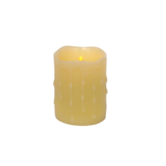 Led Wax Dripping Pillar Candle (Set Of 4) 3"D X 4"H Wax, Plastic - 2 C Batteries Not Incld.