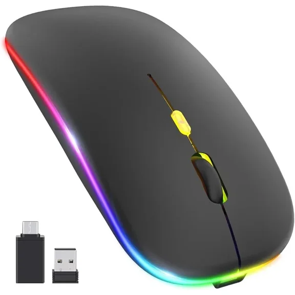 Led Wireless Mouse, Slim Silent Computer Mouse 2.4G Portable Mobile Optical...