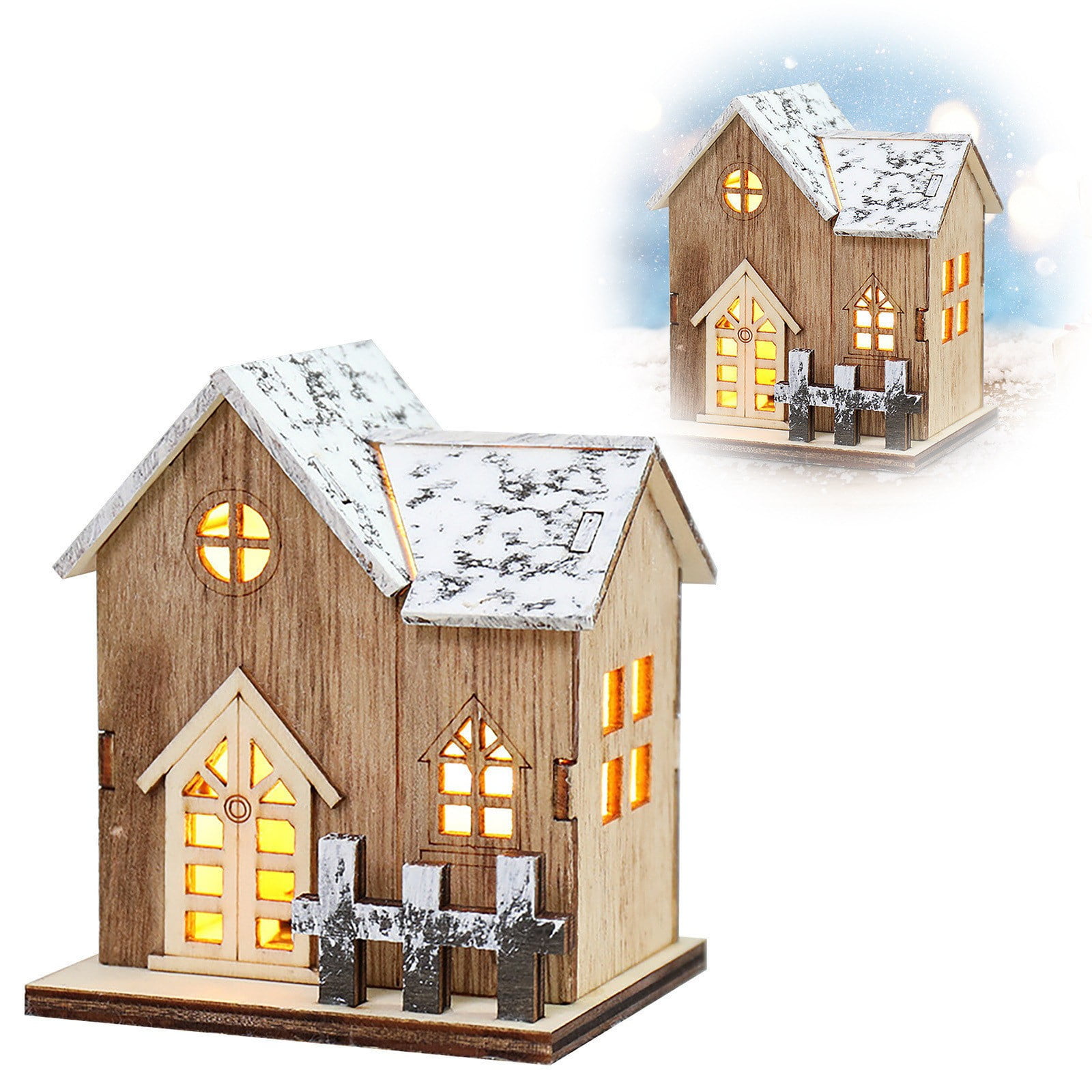 Led Wooden Box Creative Shape Small Night Light Christmas Room