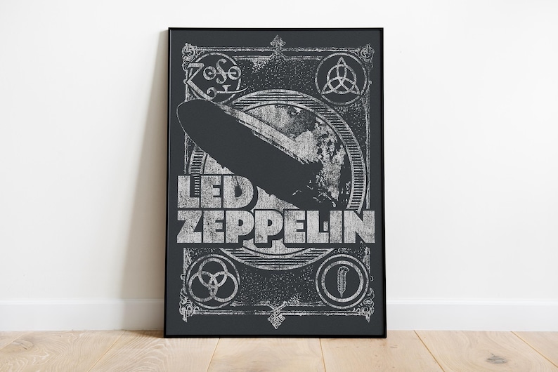 Led Zeppelin Symble Led Zeppelin Airship Symbol Poster, Vintage Rock Band Wall Art ...